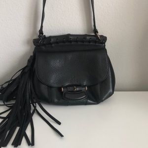 Nouveau Small Leather Crossbody Bag, Nero